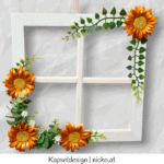 Holzfensterrahmen mit Kapselblüten und Kunstranken ca. 30x30 cm – Bild 4