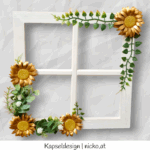 Holzfensterrahmen mit Kapselblüten und Kunstranken ca. 30x30 cm – Bild 3