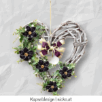 Herz aus Weide Tür- oder Wandschmuck mit Kapselblüten und Kunstranken ca. 45 x45 cm 3 Blüten – Bild 2